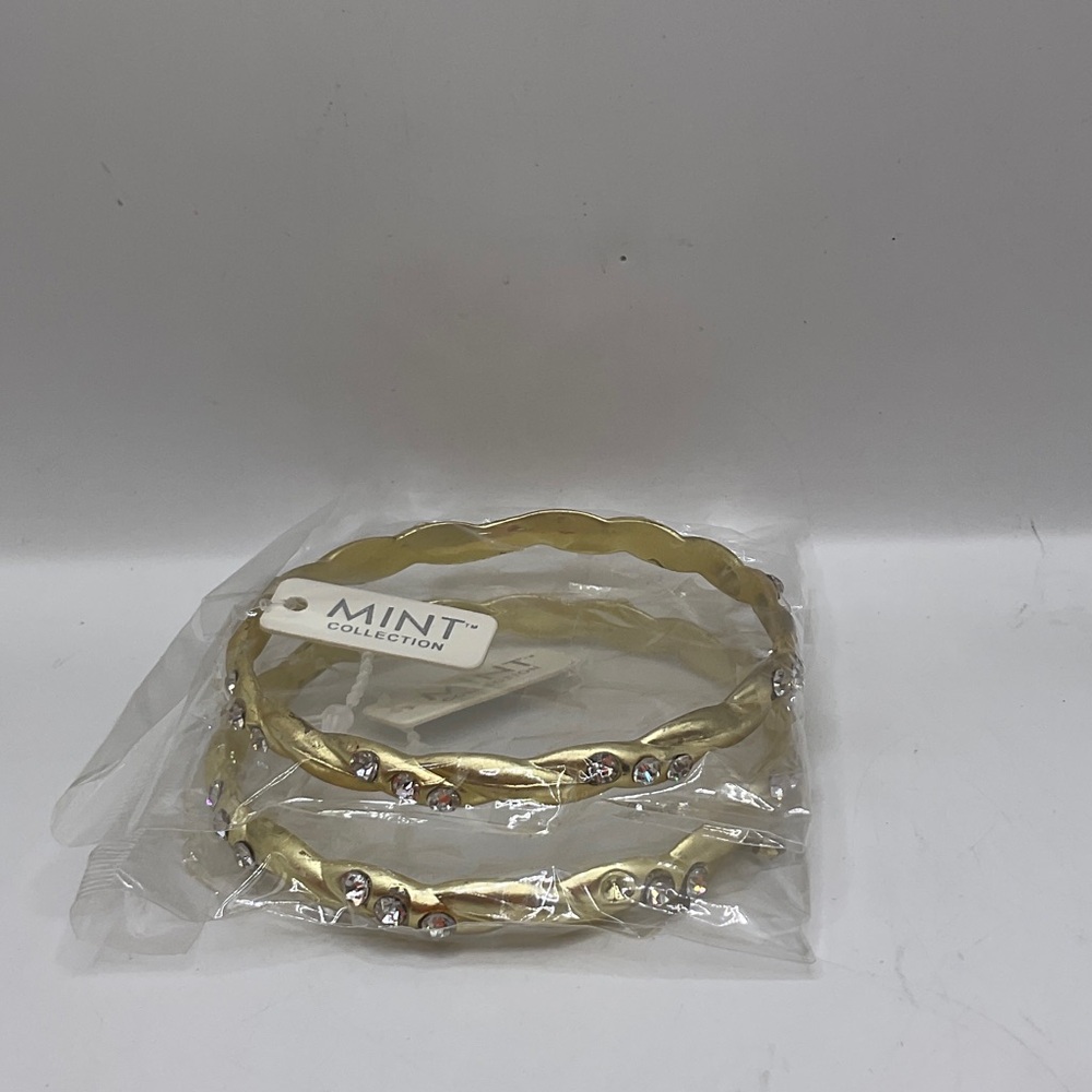 Gold Crystal-Accent Bangle Bracelet Set